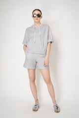Peserico Pull-On Style Jersey Shorts in Grey Melange Vancouver. Shop Online or in Store.