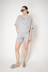 Peserico Pull-On Style Jersey Shorts in Grey Melange Vancouver. Shop Online or in Store.