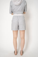 Peserico Pull-On Style Jersey Shorts in Grey Melange Vancouver. Shop Online or in Store.