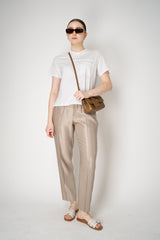 Peserico Pull-On Style Tapered Leg Sateen Trousers in Gold Vancouver. Shop Online or in Store.