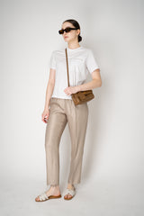 Peserico Pull-On Style Tapered Leg Sateen Trousers in Gold Vancouver. Shop Online or in Store.