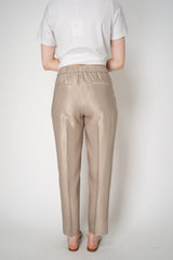Peserico Pull-On Style Tapered Leg Sateen Trousers in Gold Vancouver. Shop Online or in Store.