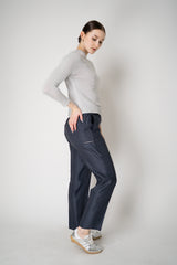 Peserico Pull-On Style Tapered Leg Sateen Trousers in Navy Vancouver. Shop Online or in Store.