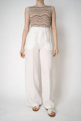 Peserico Pull-On Style Wide Leg Linen Pants in White Vancouver. Shop Online or in Store.