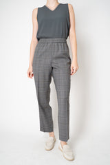 Peserico Pull-on Style Cropped Tapered Trousers in Grey Plaid Vancouver. Shop Online or in Store.