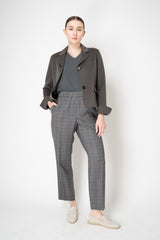 Peserico Pull-on Style Cropped Tapered Trousers in Grey Plaid Vancouver. Shop Online or in Store.