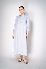 Peserico Relaxed Fit Linen Maxi Dress in Light Blue with Tie Belt Vancouver. Shop Online or in Store