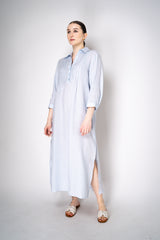 Peserico Relaxed Fit Linen Maxi Dress in Light Blue with Tie Belt Vancouver. Shop Online or in Store