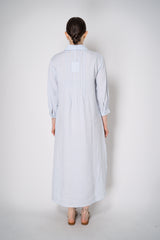 Peserico Relaxed Fit Linen Maxi Dress in Light Blue with Tie Belt Vancouver. Shop Online or in Store