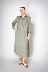 Peserico Relaxed Fit Linen Maxi Dress in Sage Green with Tie Belt Vancouver. Shop Online or in Store
