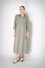 Peserico Relaxed Fit Linen Maxi Dress in Sage Green with Tie Belt Vancouver. Shop Online or in Store