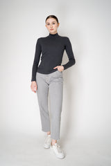 Peserico Ribbed Jersey Turtleneck Knit Top in with Brilliant Beading in Grey Vancouver. Shop Online or in Store.