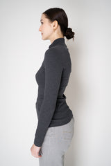 Peserico Ribbed Jersey Turtleneck Knit Top in with Brilliant Beading in Grey Vancouver. Shop Online or in Store.