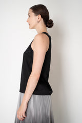 Peserico Sateen Viscose Deep Scoop Neckline Sleeveless Top in Black Vancouver. Shop Online or in Store.