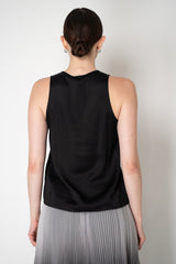 Peserico Sateen Viscose Deep Scoop Neckline Sleeveless Top in Black Vancouver. Shop Online or in Store.