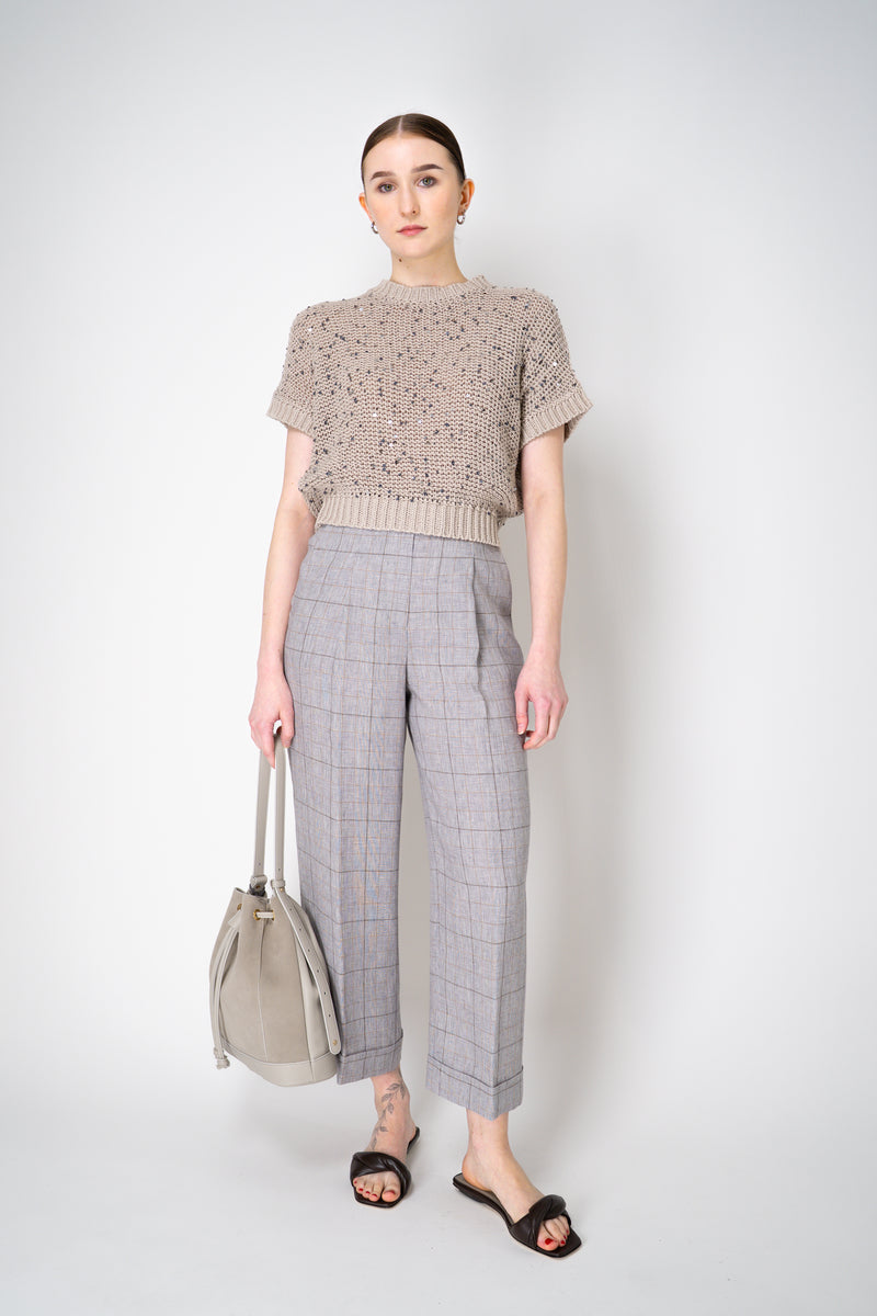 Peserico Short Sleeve Cotton Knit Top with Sequins in Gold Vancouver. Shop Online or in Store.
