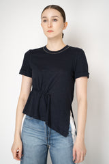 Peserico  Short Sleeve Linen T-Shirt with Cinch Detail in Navy Vancouver. Shop Online or in Store.