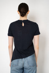 Peserico  Short Sleeve Linen T-Shirt with Cinch Detail in Navy Vancouver. Shop Online or in Store.