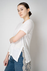 Peserico  Short Sleeve Linen Top with Cinch Detail in White Vancouver. Shop Online or in Store.