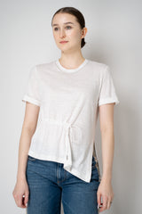 Peserico  Short Sleeve Linen Top with Cinch Detail in White Vancouver. Shop Online or in Store.