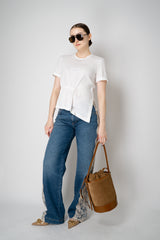 Peserico  Short Sleeve Linen Top with Cinch Detail in White Vancouver. Shop Online or in Store.