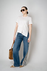 Peserico  Short Sleeve Linen Top with Cinch Detail in White Vancouver. Shop Online or in Store.