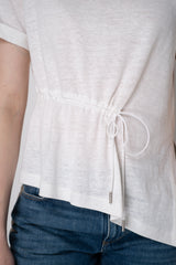 Peserico  Short Sleeve Linen Top with Cinch Detail in White Vancouver. Shop Online or in Store.