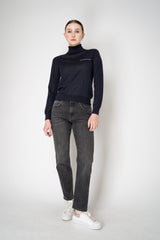 Peserico Silk Cashmere Knit Blouson Effect Turtleneck in Navy Vancouver. Shop Online or in Store.