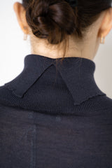 Peserico Silk Cashmere Knit Blouson Effect Turtleneck in Navy Vancouver. Shop Online or in Store.