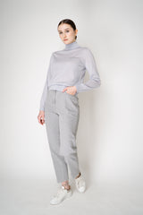 Peserico Silk Cashmere Knit Blouson Effect Turtleneck in Pale Blue Vancouver. Shop Online or in Store.