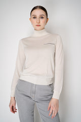 Peserico Silk Cashmere Knit Blouson Effect Turtleneck in White Vancouver. Shop Online or in Store.