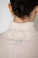 Peserico Silk Cashmere Knit Blouson Effect Turtleneck in White Vancouver. Shop Online or in Store.