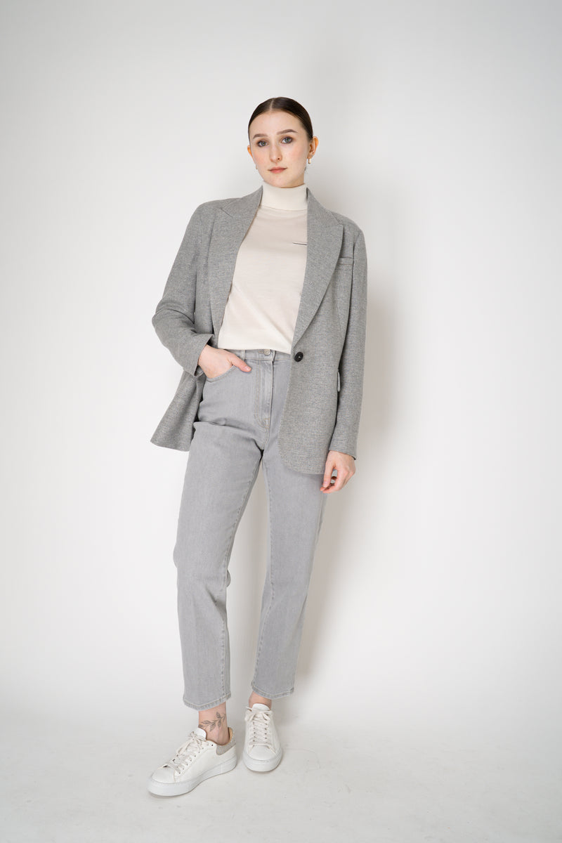 Peserico Silk Cashmere Knit Blouson Effect Turtleneck in White Vancouver. Shop Online or in Store.