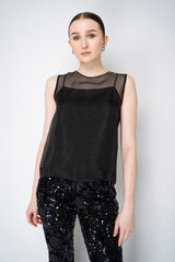 Peserico Silk Organza Sleeveless Top with Camisole Slip in Black Vancouver. Shop Online or in Store.