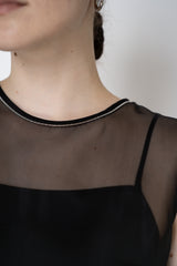 Peserico Silk Organza Sleeveless Top with Camisole Slip in Black Vancouver. Shop Online or in Store.