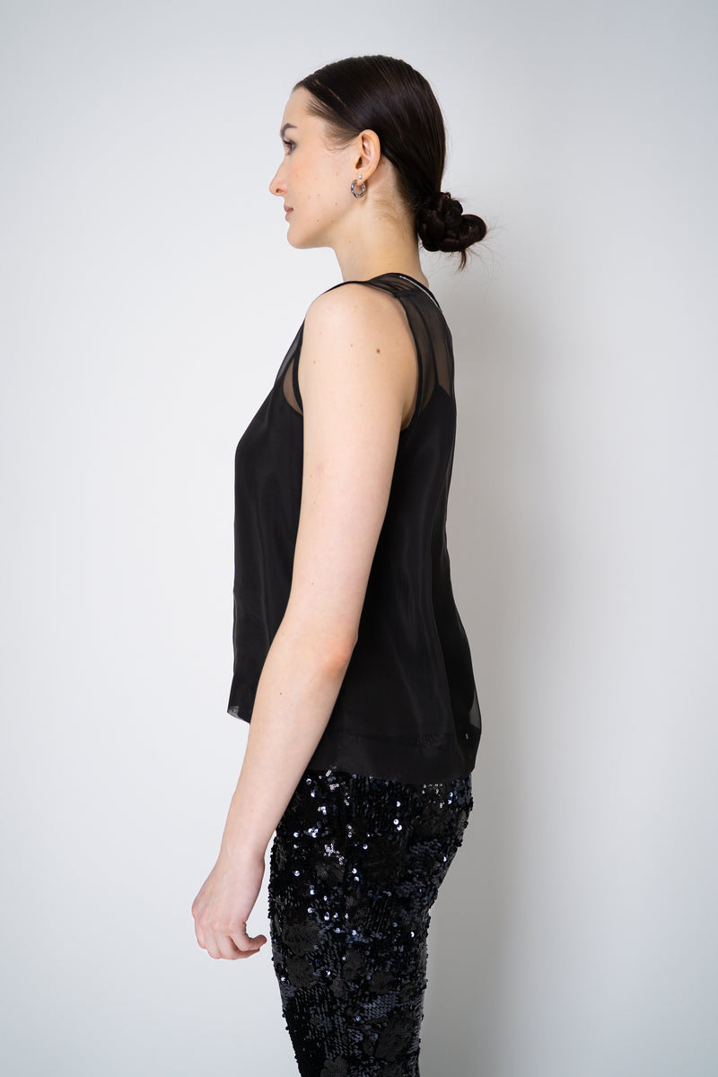 Peserico Silk Organza Sleeveless Top with Camisole Slip in Black Vancouver. Shop Online or in Store.