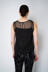Peserico Silk Organza Sleeveless Top with Camisole Slip in Black Vancouver. Shop Online or in Store.