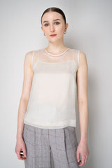 Peserico Silk Organza Sleeveless Top with Camisole Slip in White Vancouver. Shop Online or in Store.