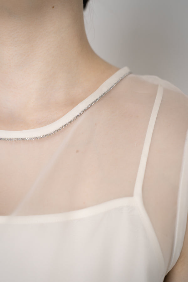 Peserico Silk Organza Sleeveless Top with Camisole Slip in White Vancouver. Shop Online or in Store.