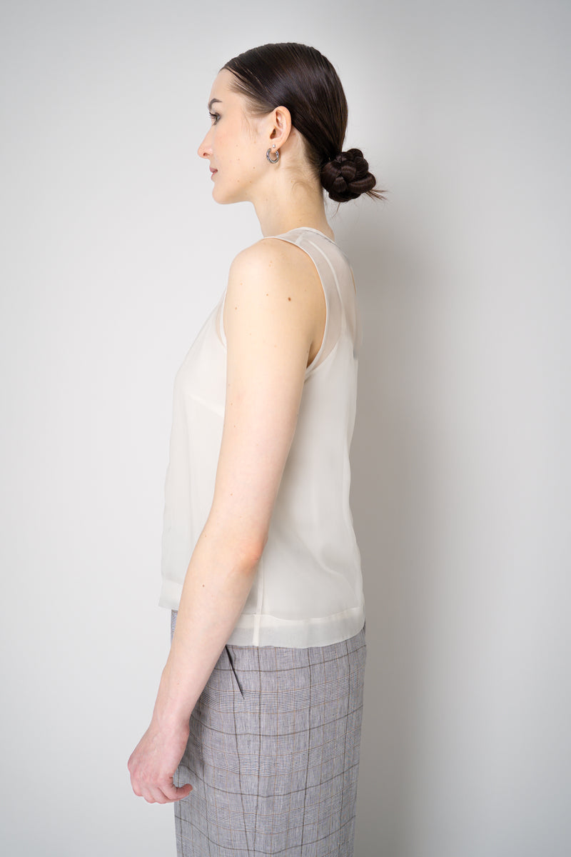 Peserico Silk Organza Sleeveless Top with Camisole Slip in White Vancouver. Shop Online or in Store.
