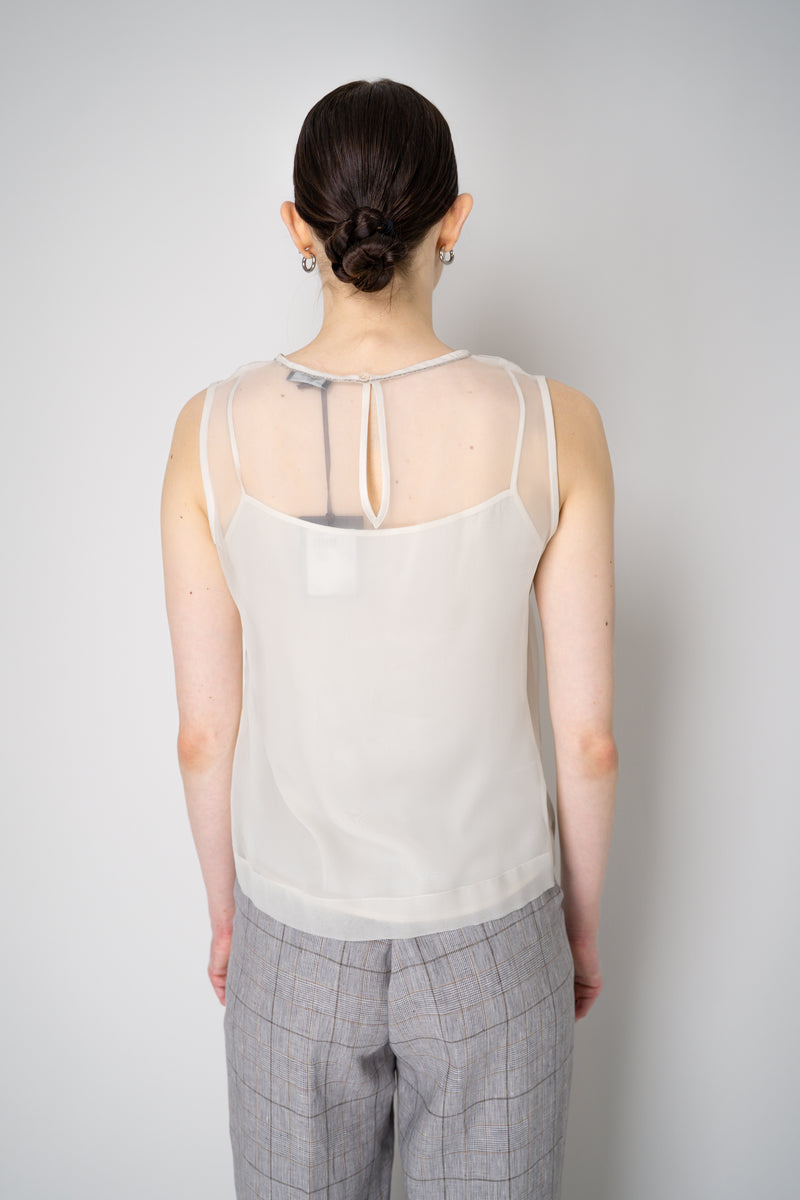 Peserico Silk Organza Sleeveless Top with Camisole Slip in White Vancouver. Shop Online or in Store.