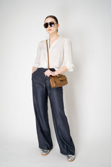 Peserico Silk V-Neck Blouse with Filo Diamante Embellished Cuffs in White Vancouver. Shop Online or in Store.