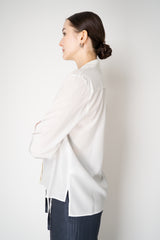 Peserico Silk V-Neck Blouse with Filo Diamante Embellished Cuffs in White Vancouver. Shop Online or in Store.