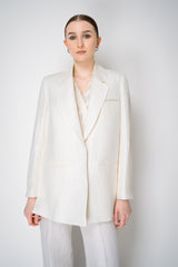 Peserico Single Breasted Crushed Linen Blend Blazer in White Vancouver. Shop Online or in Store.