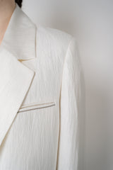 Peserico Single Breasted Crushed Linen Blend Blazer in White Vancouver. Shop Online or in Store.