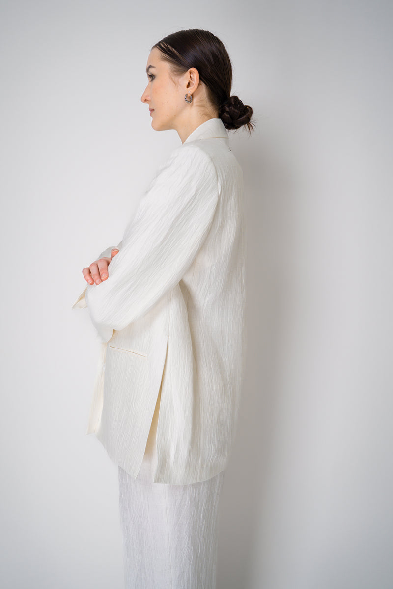 Peserico Single Breasted Crushed Linen Blend Blazer in White Vancouver. Shop Online or in Store.