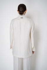 Peserico Single Breasted Crushed Linen Blend Blazer in White Vancouver. Shop Online or in Store.
