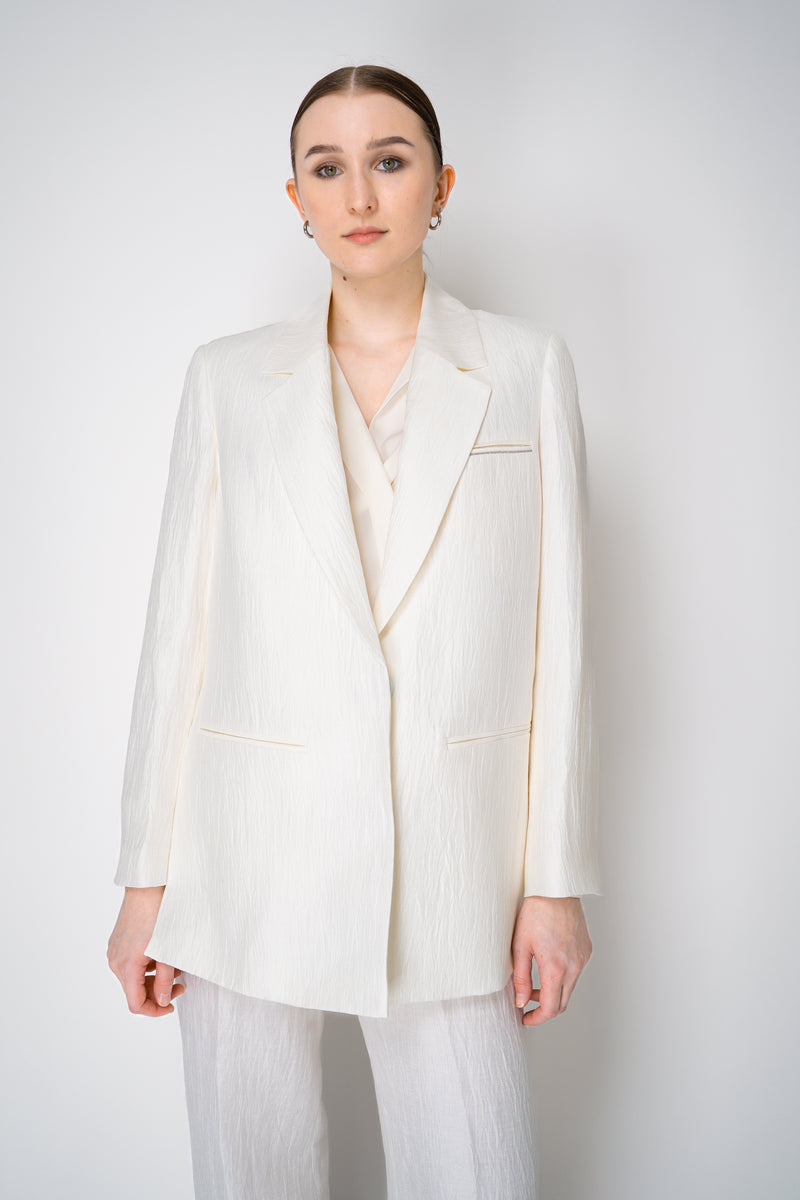 Peserico Single Breasted Crushed Linen Blend Blazer in White Vancouver. Shop Online or in Store.