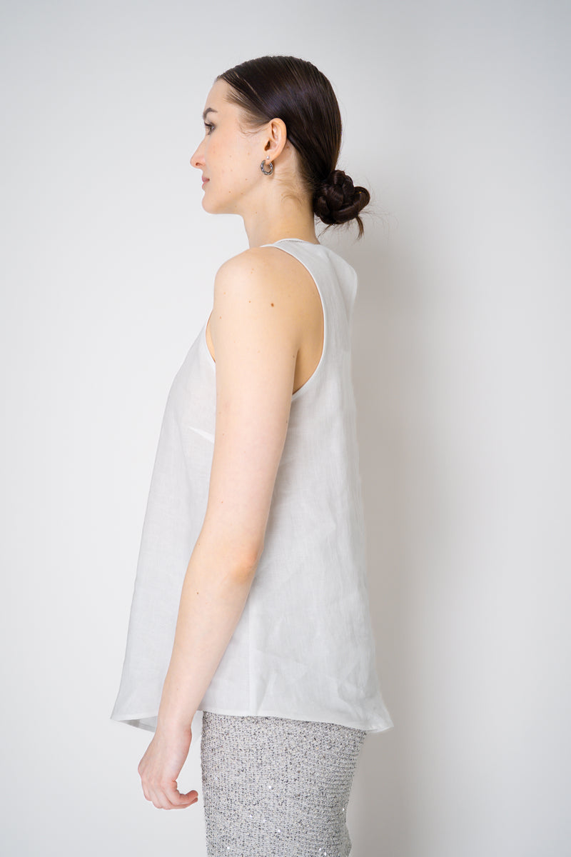 Peserico Sleeveless Asymmetrical Linen Handkerchief Top in White Vancouver. Shop Online or in Store.