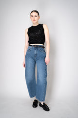 Peserico Sleeveless Cotton Knit Top with Sequins in Black Vancouver. Shop Online or in Store